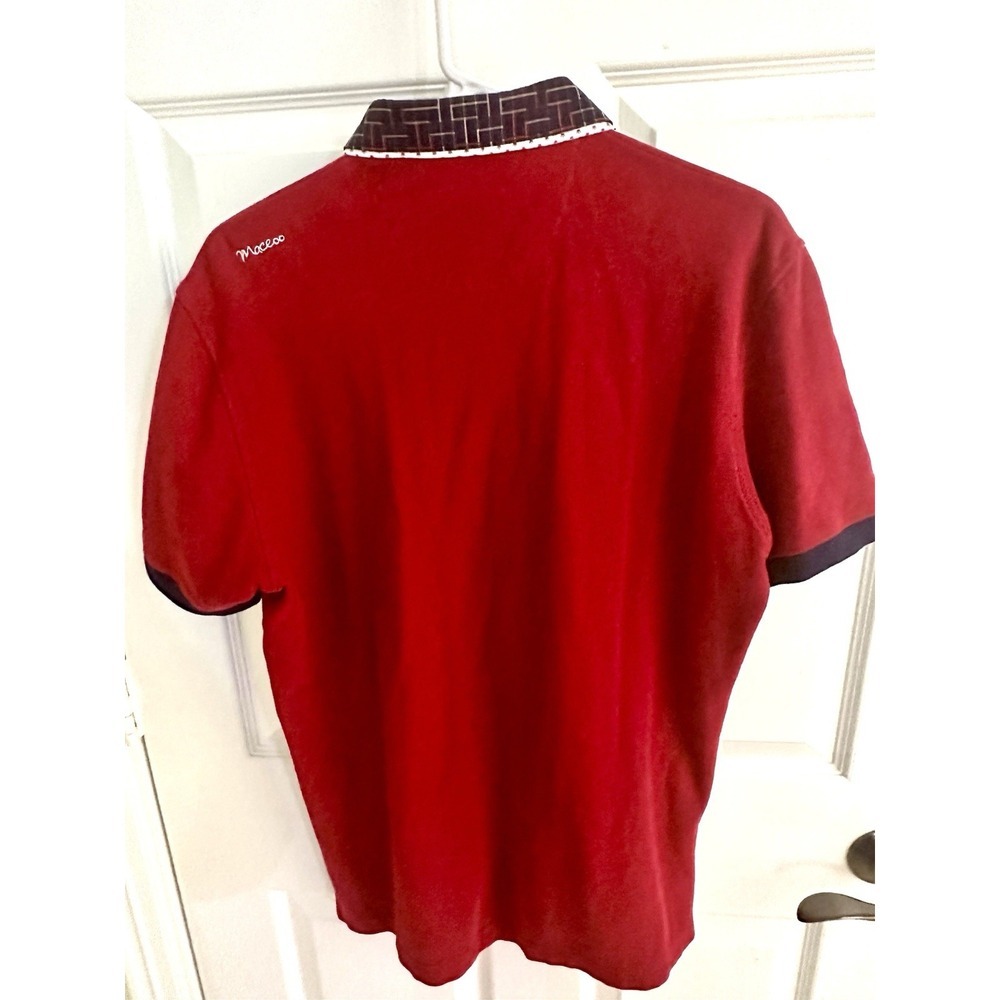Maczoo Men's Preppy 4/L Red Solid Short Sleeve Polo Shirt Cotton Washable - Picture 3 of 11